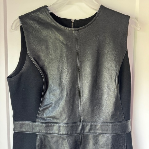 SPANX Combo Leather Like Luxe Sheath Black Vegan Stretch Dress Large LIKE NEW - Picture 9 of 13